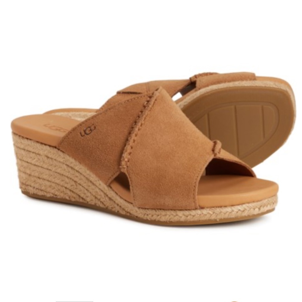 UGG Women’s Size 9 Chestnut Taia Suede Wedge Slide Sandals